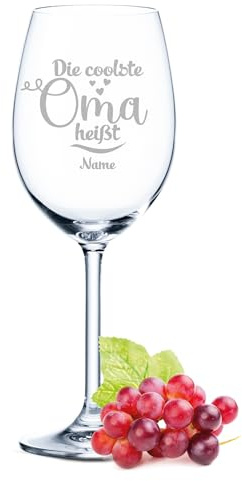 GRAVURZEILE Leonardo Weinglas mit Gravur - Die coolste Oma heißt + Namens Gravur - Oma Geschenk als Geburtstagsgeschenk - Coole Omi & Großmutter - Farbe: Daily