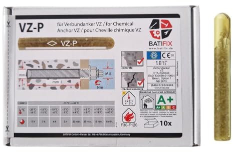 20 Stück Mörtelpatronen M8 M10 M12 M16 M20 Verbundankerpatrone Styrolfrei Option 1 Verbundanker Ankerstange Gewindestange 2K Kunstharzmörtel Dübel (Ø = 8 mm)