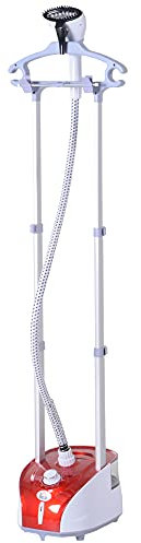 HOMCOM Défroisseur vapeur vertical 1950 W 32g/min, réservoir d'eau de 2 litres, tige télescopique, fer vertical autonomie 45min, 11 températures réglables, prêt en 38s, planche et cintre fournis rouge