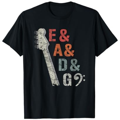 E-Bass Gitarre EADG Saiten für Bassisten und Bassist T-Shirt