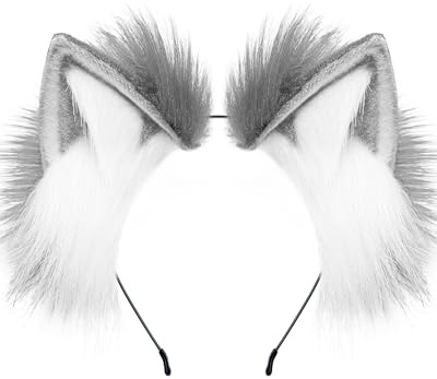 ZFKJERS Haarreif mit Fuchs-Wolfs-Katzenohren für Erwachsene, Cosplay-Kostüm-Haaraccessoire für Halloween