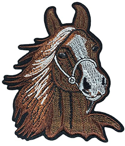 Anawakia Aufnäher, Bügelbilder, bestickt, zum Aufbügeln, in Form eines Pferdekopfes, selbstklebend, Stoff, zum Selbermachen, für T-Shirt, Jeans, Hut, Tasche (a)