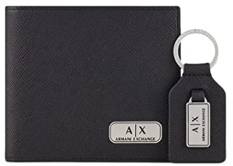Armani Exchange Herren Essential, Saffiano SLG, Gift Set Wallet&Keychain,