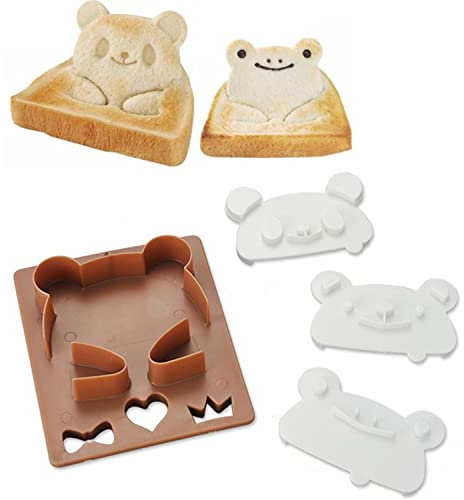 Carino Sandwich Orso Face Mold Shaper Taglierina per pane con 3 Espressioni Sicuro FAI DA TE Stampo per alimenti Panda Stampo per pane Stampo per palline di riso Sandwich