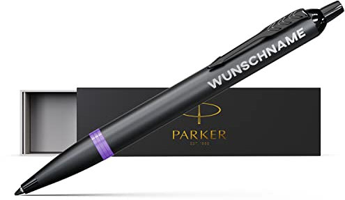 Parker IM Vibrant Ring Kugelschreiber mit Gravur Geschenk - Personalisierter Kugelschreiber mit Gravur - blauschreibend - Stift mit Gravur – Kugelschreiber personalisiert - personalisierte Kulli