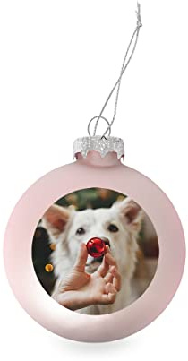 GE24 Weihnachtskugel individuell mit ihrem Text oder Foto - Ø 9cm aus Glas - Christbaumkugel mit Digitaldruck (Seidenmatt) (Pink, 1)