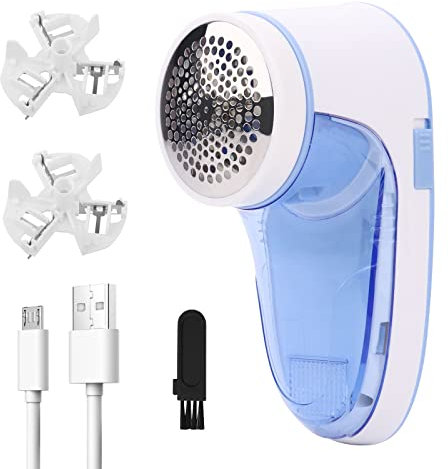 Rasoio portatile per lanugine, elettrico, rimozione pelucchi per maglioni e lana con cavo USB e 2 lame di ricambio