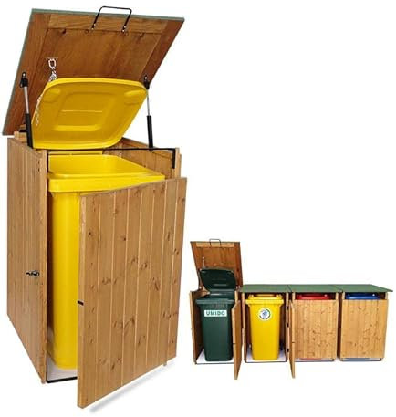 Acquista in Fabbrica Porta Bidone Rifiuti in Legno Box copribidone per Esterno Made in Italy L74 x P86 x 116H