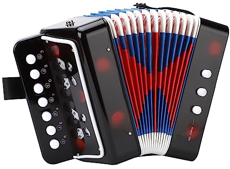 LIEKE Akkordeon-Spielzeug für Kinder, Musikinstrument, Mini-Akkordeon für Anfänger, Schwarz