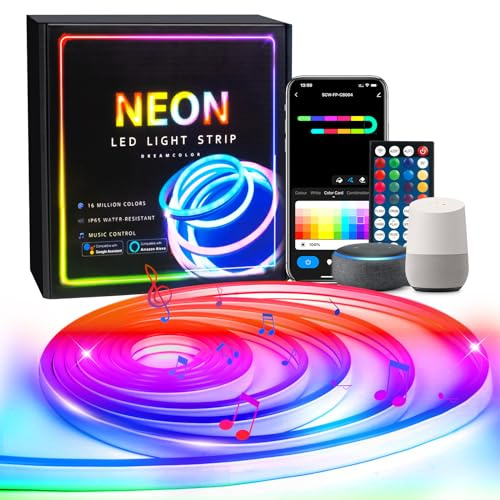 Neon LED Strip 3m,LED Streifen 12V Dimmbar & Musik Sync,mit App-Steuerung ,Flexibles Silikon für DIY,perfekt für Wohnzimmer und sowie Wanddekoration