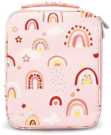 JAN & JUL Lonchera escolar aislada con asa para niñas y niños pequeños (arco iris rosa, talla única)