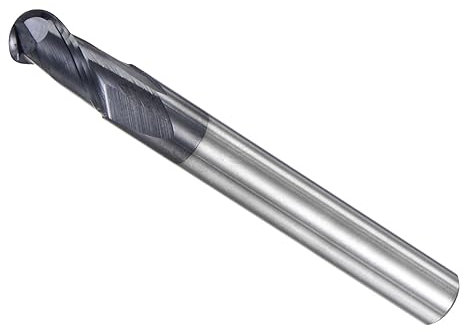CoCud Ball Nose End Mill, 3mm Radius 6mm Shank 75mm Length, AlTiN Coated P05 Carbide 2 Flutes Milling Cutter CNC Router Bit - (Applications: for Stainless Steel Hardened Steel)