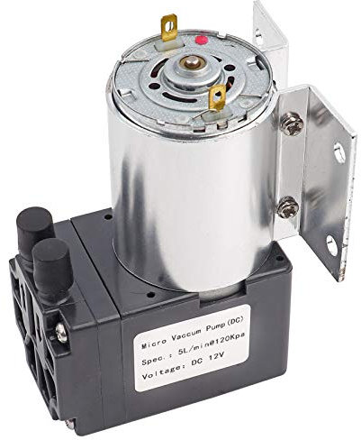 Mini Pompa a Vuoto, Mini Compressore D'aria a Diaframma DC 12V 5L/min 120kpa, Pompaggio di Aspirazione a Pressione Negativa a Basso Rumore con Supporto