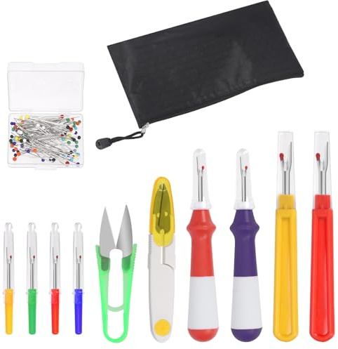 Glarks 111pcs Naht Ripper Set enthalten Nähfaden Entfernungswerkzeug, Nähstifte, Schere Ergonomische Griff Naht Rippers mit Aufbewahrungstasche für Handwerk Entfernen Stickerei Saume Nähte
