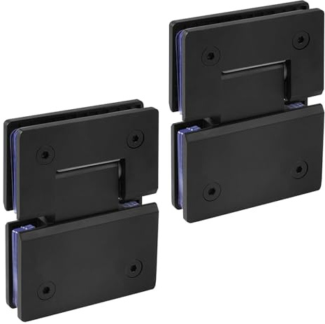 Cokritsm 2PCS Shower Door Hinges for 8-12mm Glass 180 Degrees | Hinges Replacement Parts with Mounting Hardware Stainless Steel Glass Door Hinges Bathroom Gate Clamp Black 2Pack