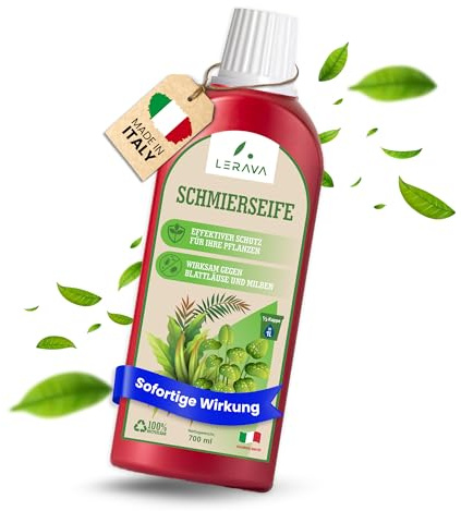 LERAVA Schmierseife flüssig gegen Blattläuse (700 ml) - BIO Schädlingsbekämpfung & Blattglanz - Kaliseife gegen Blattläuse Schildläuse Mehltau - 100% Made in Italy