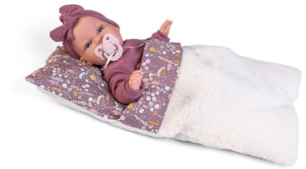 Muñecas Antonio Juan | Baby Toneta Palabritas con Saco de Borreguillo | Cuerpo de Tela 34 cm | Ref. 70356 - Colección 2024