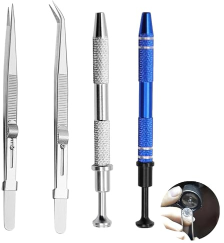4 Stück Piercing Kugel Aufdreher, Zange für Kugeln, Tragbarer Werkzeug, Diamant-Fasengreifer für Schmuckuhren