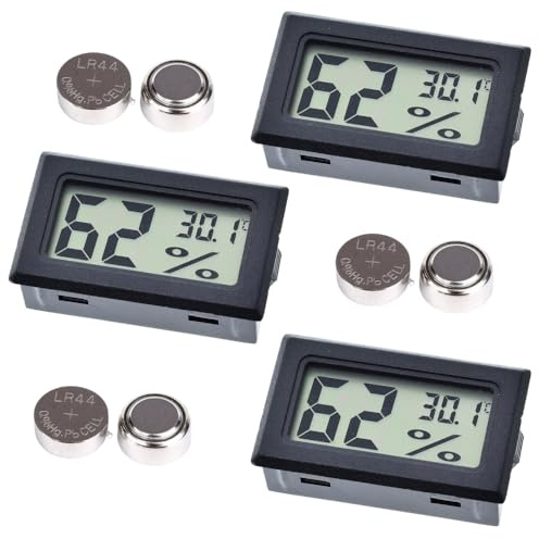 Tonia 3 x Digital Temperature and Humidity Meters, Thermo-Hygrometer with LCD Display, Accurate Sensor for Incubators, Outdoor, Greenhouses and Reptiles (3 Pack)