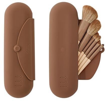 JASAQE Silicone Makeup Brush Holder, Large Travel Makeup Brush Case, Soft Portable Cosmetic Face Brushes Holder