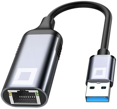 CO2 Netzwerkkarte USB zu Ethernet, Adapter Gigabit RJ-45 LAN 10/100/1000 Mbps, Plug & Play, LED-Anzeigen, Chip Realtek RTL8153, Aluminium Space Gray, Kompatibel mit MacBook, PC, TV Box (USB)