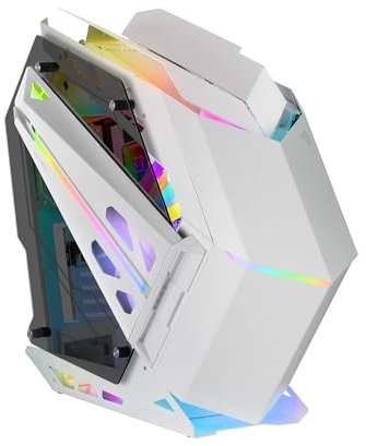 MARSGAMING MC-TITAN, Case Gaming RGB XXL ATX, Doppia Striscia LED e Illuminazione Frontale ARGB, Hub di Illuminazione + Comando, Compatibile Schede Madri ARGB, Supporto Raffreddamento Liquido, Bianco