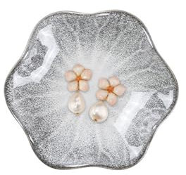 Nideen Portagioie in ceramica, piatto per gioielli, piccolo vassoio in ceramica, porta anelli, piatto ad anello, vassoio decorativo (grigio)