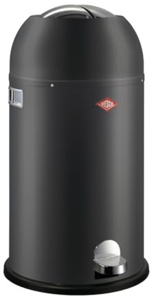 Wesco Kickmaster Avfallssamlare i matt grafit, pulverlackerad stålplåt, inbyggd dämpare, 33 liter volym, stort inkast