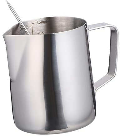 SHOWERORO Set di Tazze da 350 Ml Bricco per Schiumare Il Latte Schiumatore per Caffè Espresso Misurino Incluso