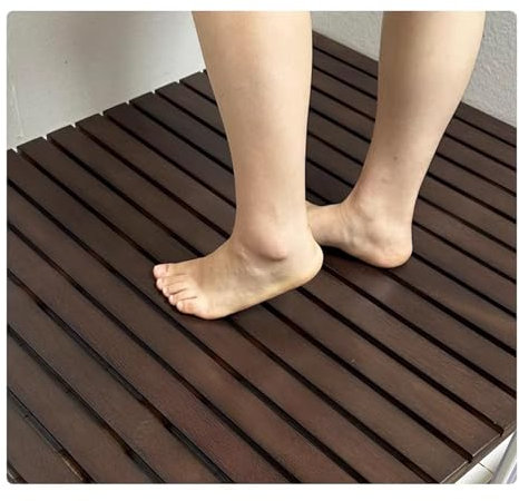 QWEASDF Holzmatte outdoorholzmatte Bad, Badvorleger Badematte Holz, Duschmatte aus Massivholz, Badezimmermatte Duschvorleger Sauna Spa Pool Rost Vorleger,Anpassbar(B,W40xL60cm/W16xL24in)