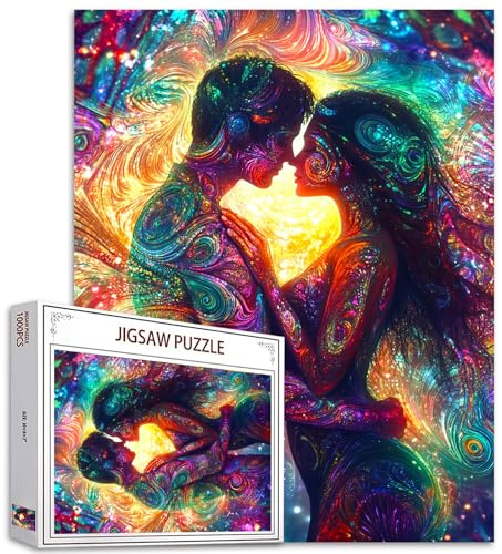 Dreamy Couple Embrace Jigsaw Pussel 1 000 stycken för vuxna, alla hjärtans dag älskare People Pussel för utmanande familj aktivitet spel gör-det-själv färgglatt pussel för Home Wall Decor presenter