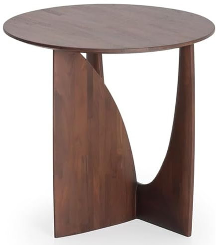 Table d'appoint ronde moderne en bois massif pour salon et chambre à coucher - Table basse rustique - Table basse - Table à boissons - Table à goûter - Table à thé - Couleur noyer