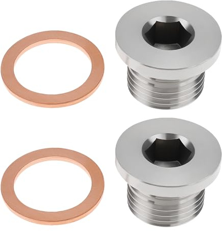 eMagTech 2 STK. Innensechskant-Steckschlüsselstopfen M16 X 1,5 Mm 304 Edelstahl mit Kupferscheibe für die Installation des Sauerstoffsensors