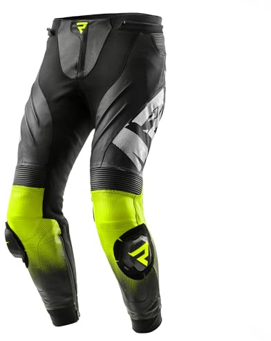 REBELHORN Inferno Motorradhose Herren | Leder | Knie, Hüft und Steißbein Protektoren Stufe 2 | Knieschleifer | Belüftungspaneele