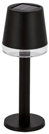 Well Home Lámpara de Mesa solar luces LED blanco cálido en color Negro Ø8x21cm