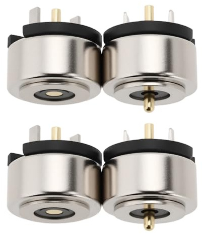 EMSea 4pcs 8mm 1pin 3A 12V DC Magnetic Copper Point Socket Solder Wire Charging Head Male and Female Probe Connectors