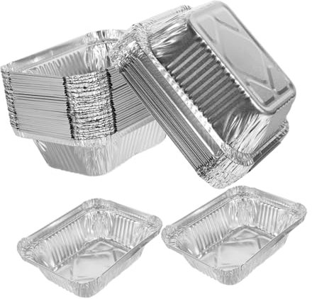 KICHOUSE Bandejas Desechables de Aluminio para 100 Pcs Resistentes al Calor para Hornear y Llevar 260 Ml para Barbacoa y Comidas al Aire Libre