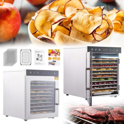 XSDAJSD Deshidratador de Alimentos para Frutas, Carne y cecina, 10 bandejas, 800 W, Temperatura Ajustable de 30 a 90 °C (86 a 194 °F).