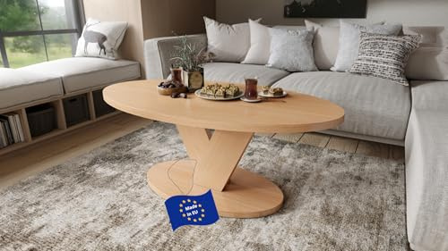 designimpex Design Couchtisch Lova Eiche Natur 110x45x60 cm oval Couch Table Ablage Stubentisch Living Room Table Moderne Tische ovaler Wohnzimmertisch Sofa Wohnzimmer Küchentisch