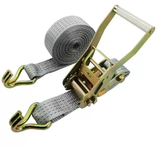 Cinghie di carico grigie da 3,3-65,6' di lunghezza e 2 di larghezza con cricchetto e ganci a doppia J, cinghie di fissaggio for carichi fino a 11023 libbre(5.0m/16.4Ft)