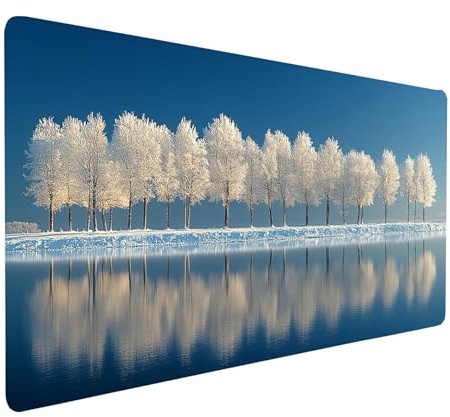 Tapis de Souris xxl 100x50x0.3 cm Imperméable Blanc Tapis de Bureau Gaming pour Clavier Souris Sans fil Ordinateur Portable, Mouse Pad Arbre Bords Surpiqués Base Antidérapante, Cadeau Homme model-6029