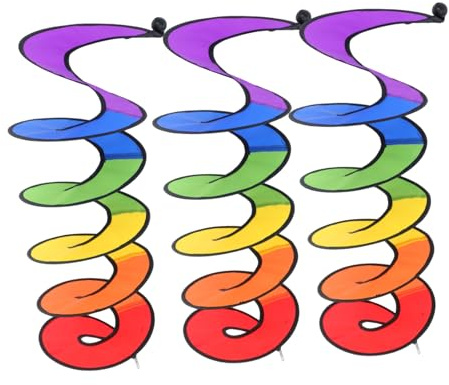 TOYZFRIENDY 3pcs Colorful Wind Spinners Outdoor Hanging Decor for Garden School Kindergarten Celebrations Lightweight Eye Catching Windsock Streamers for Festival and Party Decoration