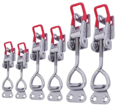 DOITOOL 6 Pcs Metal Adjustable Toggle Latch Clamp with Plastic Handle Cover Heavy Duty Vertical Toggle Clamps for Cabinet Doors Boxes Cases Small Hand Tools for Home and Industrial Use
