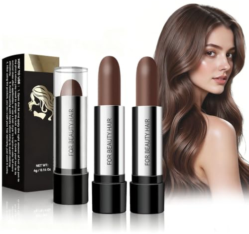 Virecose 2 Pieza Barra de Coloración para el Cabello Marrón oscuro | Stick De Tinte Capilar Impermeable, Stick de Teñido de Cabello para Hombres y Mujeres