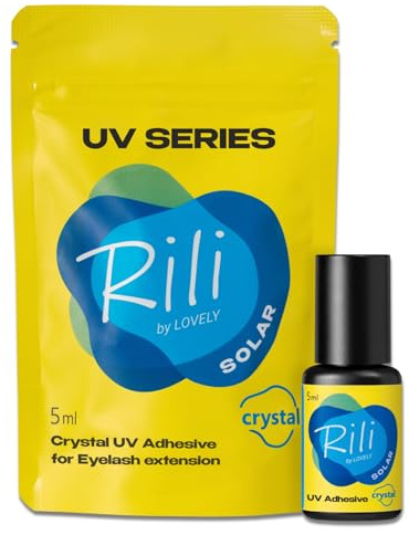 LOVELY Rili SOLAR UV Wimpernkleber Transparent 5ml für Wimpernverlängerung mit UV Licht - geringe Dämpfe, sofortige Aushärtung, konstante Haftung & unsichtbar - für Fremdanwendung & Studios geeignet