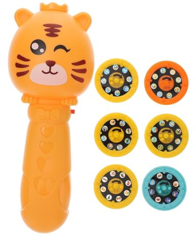 KONTONTY Boys and Girls Projection Toy Flashlight Torch for Early Learning 48 Tiger Patterns Music Educational Bedtime Projector for Toddlers
