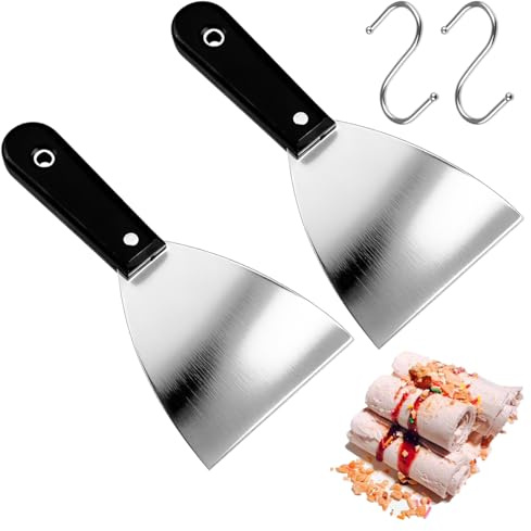 2 Pièces Spatule Triangulaire, Spatule Plancha, Spatule à Repasser avec Manche, Spatule Cuisine Inox pour Pâtisserie, Cuisine, Plancha, Pizza