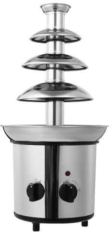 Schokobrunnen Schokoladenbrunnen,170W 4-Ebenen-Schokolade-Brunnen-Maschine,1.8L Edelstahl Spiralwelle Schokobrunnen,21.5 * 45cm,für Schokoladenbonbons,Ranch-Sauce