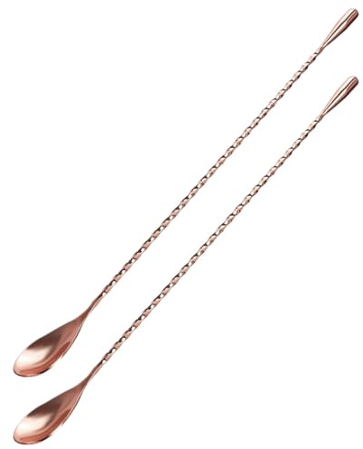 SEWACC Lot de 2 Cuillères à Cocktail en Acier Inoxydable Cuivre 30 CM Cuillères à Mélanger en Spirale pour Bar et Préparation de Boissons Outil Résistant à la Corrosion Usage