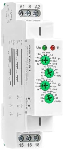 DEWIN Relé de tiempo de ciclo asimétrico 230V, Relé de retardo de tiempo cíclico de encendido/apagado multifunción Relé de retardo carril DIN AC/DC 12V-240V GRT8-S1